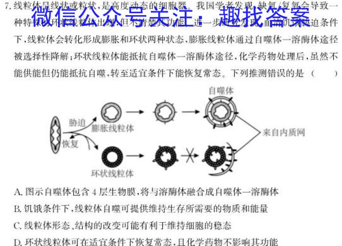 河北省2023-2024学年度第一学期九年级完美测评④生物学试题答案