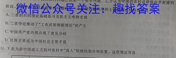 安徽省合肥市2023/2024学年度第一学期八年级期末教学质量抽测历史试卷答案