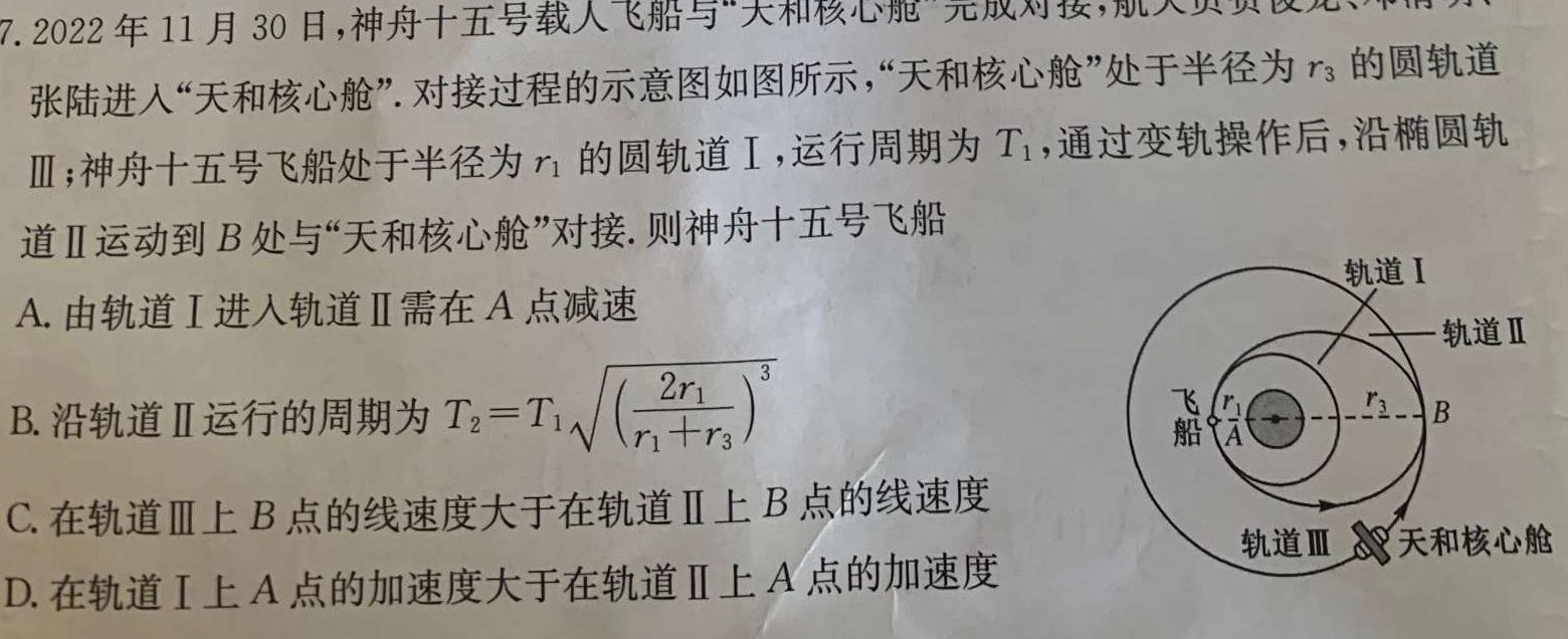 [今日更新]炎德英才大联考 长郡中学2023年下学期高一期末考试.物理试卷答案