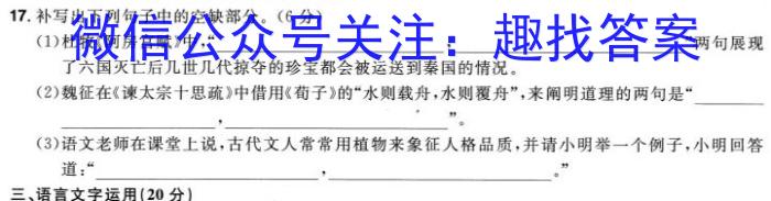 陕西省榆林市2024年初中学业水平考试模拟卷A语文