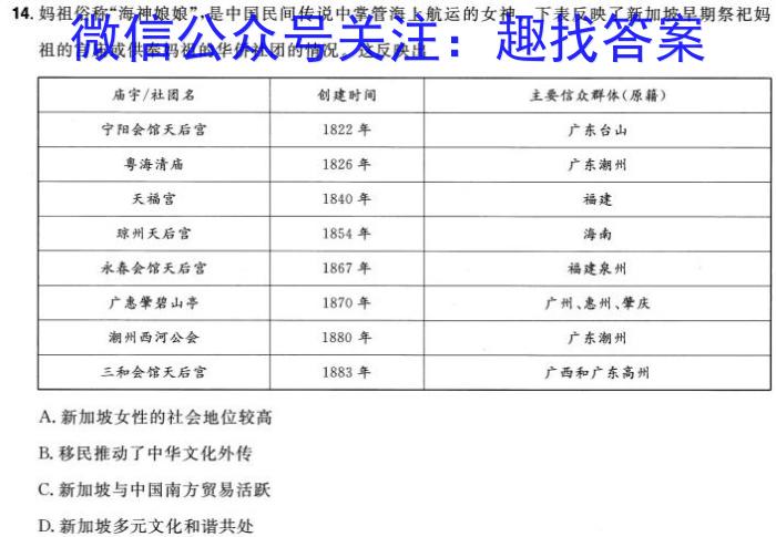 黑龙江省2024届高三年级1月份教学质量检测历史试卷答案