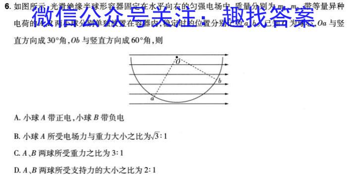 天一大联考 湖南省2024届高三12月联考物理`