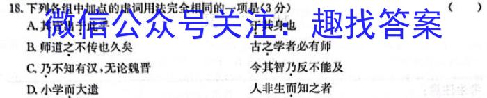 文博志鸿河南省2023-2024学年第一学期九年级期末教学质量检测（B）语文