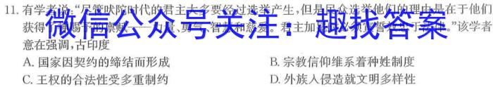 陕西省2023-2024学年度八年级第一学期阶段性学习效果评估(1月)历史试卷答案