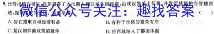 河南省宁陵2024届九年级期末考试历史试卷答案