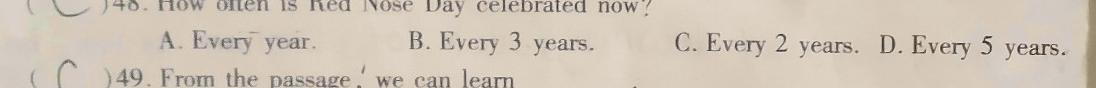 2023-2024学年洛阳强基联盟上学期高一年级12月联考英语试卷答案