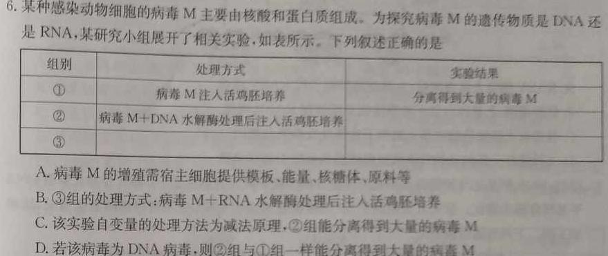 2024年陕西省初中学业水平考试全真模拟卷（六）生物