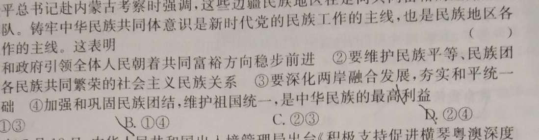 【精品】2024年陕西省初中学业水平考试临考冲刺卷(C)思想政治