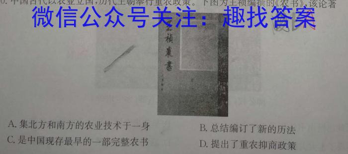 安徽省淮南市寿县寿春中学2024届九年级12月月考历史试卷答案