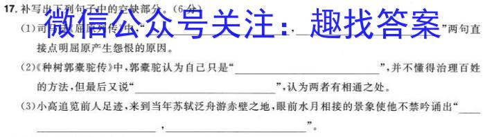 万友2023-2024学年上学期九年级·教学评价四(期末)/语文