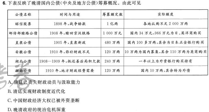 [今日更新]河北省沧州市2023-2024学年度高二期末联考历史试卷答案