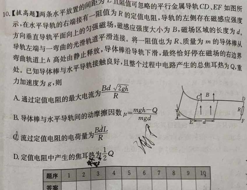 [今日更新]天一大联考 2024年1月高三年级适应性调研测试[山西省通用].物理试卷答案