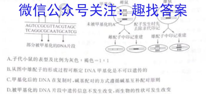 贵州省2023-2024学年第一学期高一质量监测(24-243A)生物学试题答案
