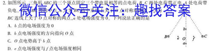 六盘水市2023-2024学年度第一学期期末质量监测（高二）物理试卷答案