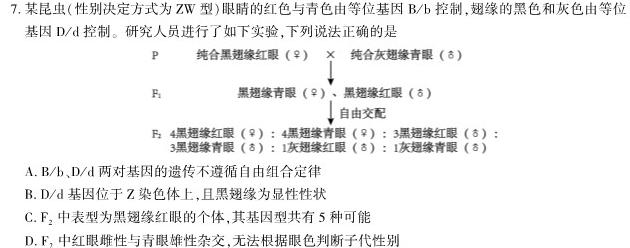 2024届陕西省高三模拟考试(5.4)(○)生物学部分