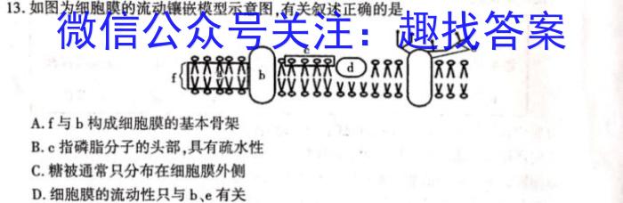 江西省2024年初中学业水平考试信息(B)生物学试题答案