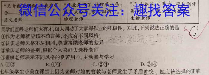 陕西省2023-2024高二模拟测试卷(△)政治试卷d答案