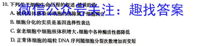 ［乐山三调］乐山市高中2024届第三次调查研究考试生物学试题答案