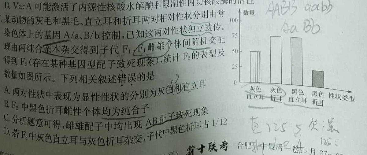 [苏州中考]2024年苏州市初中结业考试生物学部分