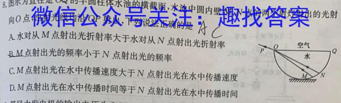 2024年湖南省初中学业水平考试模拟试卷(BEST联考)物理