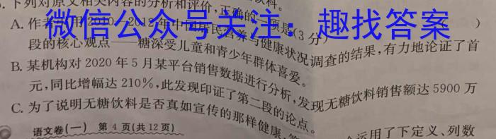 安徽省2024届“皖南八校”高三第三次大联考语文