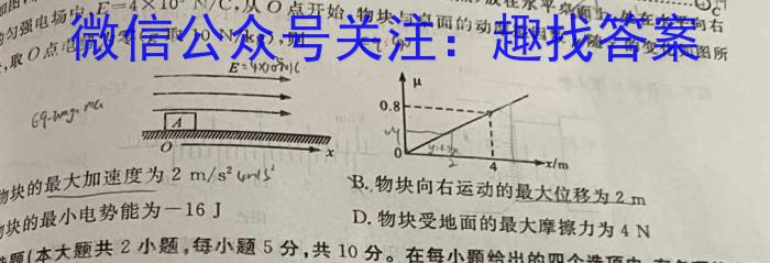 天一大联考 皖豫名校联盟&安徽卓越县中联盟 2024年5月3日至4日高三联考物理试卷答案