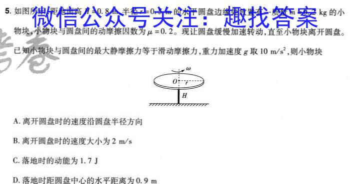 2024届炎德英才长郡十八校联盟高三4月联考物理试卷答案