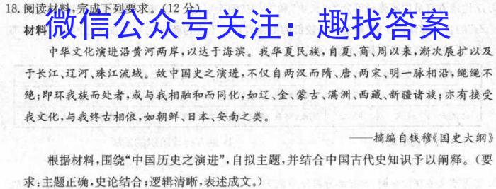 陕西省2023-2024学年九年级阶段诊断(✿)历史试卷答案
