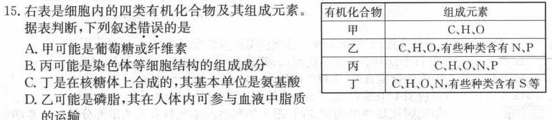 2023学年第二学期浙江七彩阳光新高考研究联盟期中联考（高二年级）生物学部分