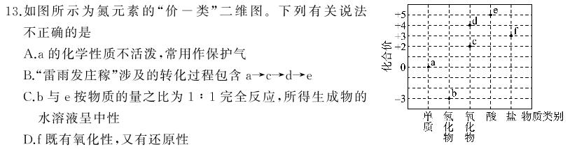 1九师联盟·2024届高三12月质量检测巩固卷（新教材-LG）化学试卷答案