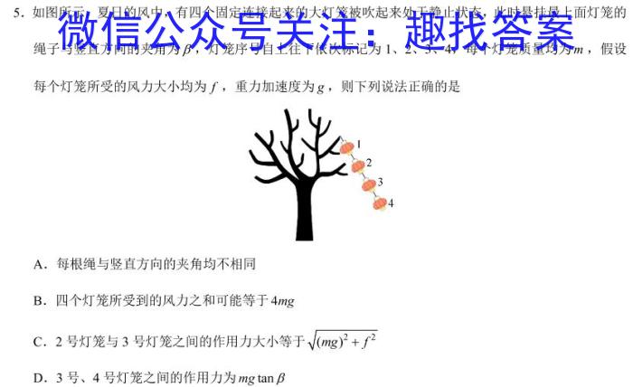 2023-2024学年湖南高一年级期末联合考试物理试卷答案