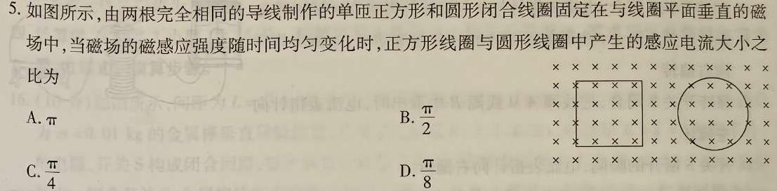 九师联盟2023~2024学年高一教学质量检测(6月)(物理)试卷答案