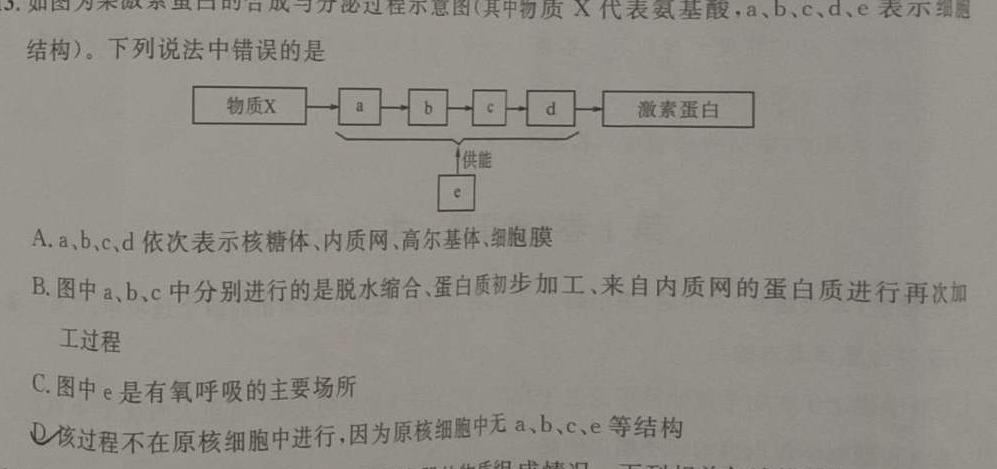 陕西省商洛市2023-2024学年度第一学期七年级期末考试B生物学部分