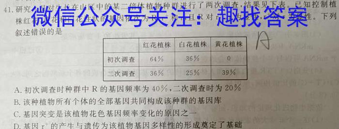 安徽省2023-2024学年度第二学期七年级综合性评价生物学试题答案