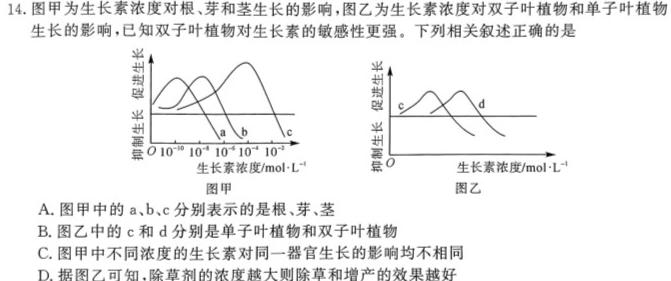 2024届智慧上进 名校学术联盟 考前冲刺 精品预测卷(四)生物