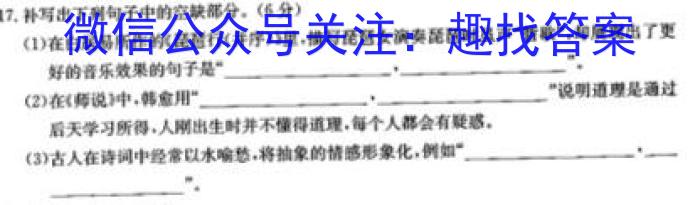 金考卷·百校联盟 2024年普通高等学校招生全国统一考试抢分卷(三)3语文