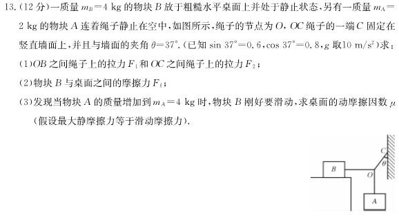 安徽省2023-2024学年第二学期七年级教学素养测评（□R-AH）(物理)试卷答案