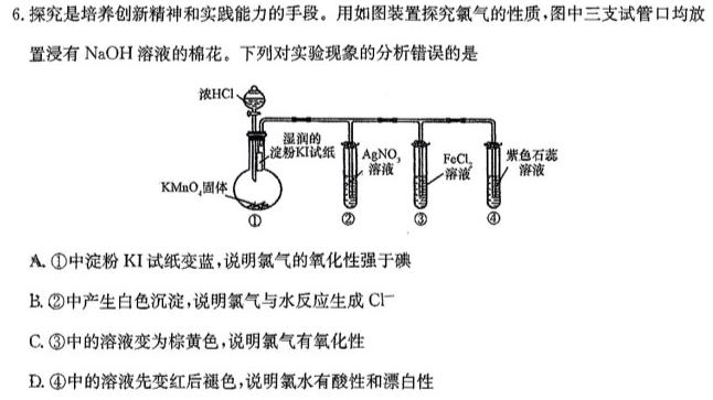 1红河州2024届高中毕业生第一次复习统一检测化学试卷答案