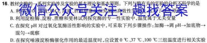 涡阳三中2023-2024学年下学期高二年级第二次阶段测试(242883D)生物学试题答案