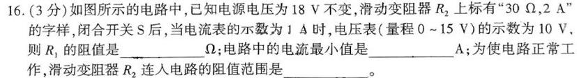 湖南省2024年八年级(下)期末质量检测卷(物理)试卷答案