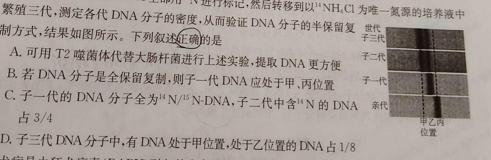 衡水金卷2024版先享卷答案调研卷 新教材卷三生物学部分