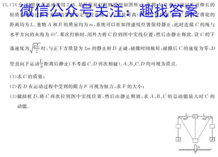 NT2024届普通高等学校招生全国统一考试模拟试卷(四)4物理试题答案