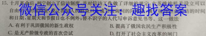 陕西省2024届高三模拟卷(◆)历史试卷答案