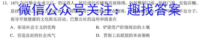 2024年普通高等学校招生全国统一考试压轴卷(T8联盟)(一)历史试卷