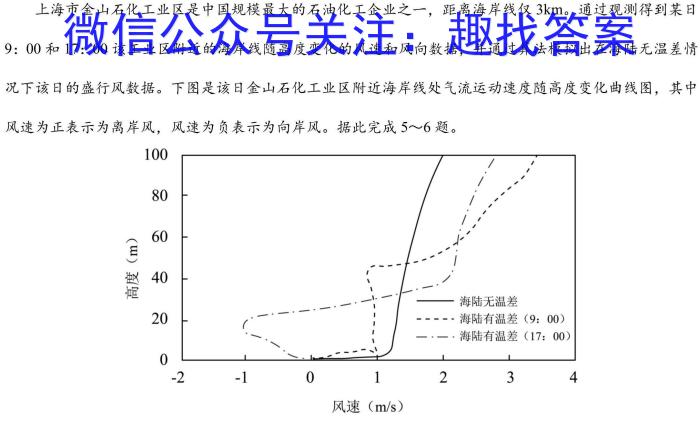 天一大联考·2024-2025学年高中毕业班阶段性测试(一)地理试卷答案