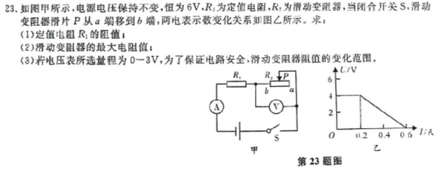 [今日更新]山西省2023~2024学年度七年级下学期阶段评估(二) 7L R-SHX.物理试卷答案