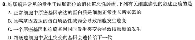 云南省云南师范大学附属中学2024-2025学年高三上学期9月(白白白黑白黑黑)生物