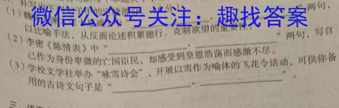 安徽省涡阳县2023-2024学年度九年级第一次质量监测(2023.12)语文