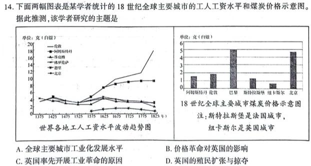 贵港市2024届普通高中毕业班12月模拟考试历史