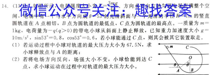 河北省2024-2025学年高三(上)质检联盟第一次月考(25-70C)物理试题答案